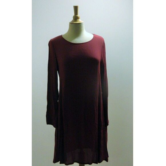 Mango‎ Dress Burgundy Red Swing Mini Dress Size 8 - Picture 2 of 8